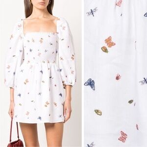 NEW Reformation Greyson Linen Dress Ladybugs Large